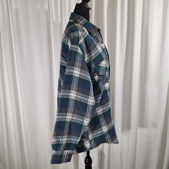 David Taylor XL Quilted Flannel Jacket Blue Cream Plaid Vintage Sears with tags - Picture 3 of 16